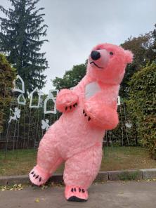Поздравление Огромнного Розового Мишки 2.6 метра Киев и Киевская область.